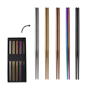 Wholesale Custom Metal Pvd Gold Stainless Steel Personalized Chopsticks with Box