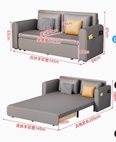 Sofá cama plegable de doble propósito 2025 para familias pequeñas, muebles de sala de estar extraíbles multifunción rojos netos