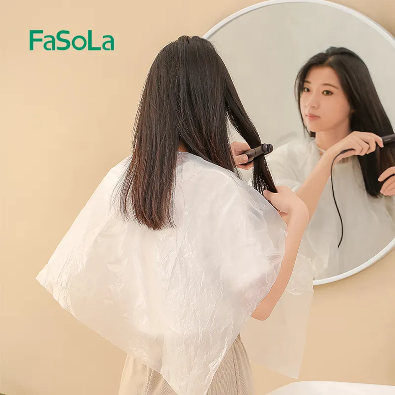 FaSoLa Disposable Short Makeup Cape Transparent PE Kids Hair Cutting Cape Mini Makeup Bib Haircut Cape 10PCS