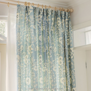 <strong>Blue</strong> Floral <strong>Curtains</strong> Botanical Bloom <strong>Pattern</strong> Printed <strong>Curtains</strong> Semi Sheer Country Drape for Living Dining Room Farmhouse Decor - Product Image 6