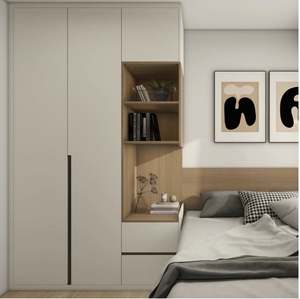 Armoire de chambre secondaire, armoire moderne minimaliste intégrée à une table et un support de lit - Product Image 2