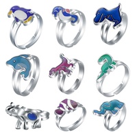 Divers anneaux de changement de couleur mignon papillon coeur étoile Animal température anneaux bijoux réglable filles Unique humeur anneaux