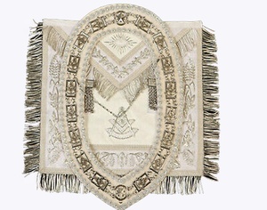 Dareuse-Set de tabliers du Grand maître disney, ensemble avec frange brodée en argent blanc et col en chaîne - Product Image 1