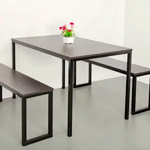 Modern Furniture Ruang Makan Logam Mdf Makan Malam Kursi dan Meja