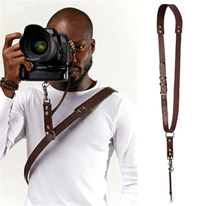 สายคล้องไหล่กล้องหนังแท้สีน้ำตาลปรับได้สำหรับกล้อง DSLR - Product Image 1