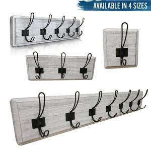 <span class=keywords><strong>Perchero</strong></span> de Pared Multifuncional de Madera Blanca Lavada y Hierro, con Ganchos y Rieles Metálicos, Tamaño y Color Personalizables - Product Image 3