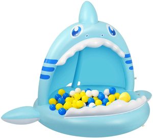<span class=keywords><strong>Fontaine</strong></span> d'eau gonflable en PVC en forme <span class=keywords><strong>de</strong></span> requin avec parasol, jouet aquatique pour enfants, tapis d'arrosage pour pelouse extérieure - Product Image 1