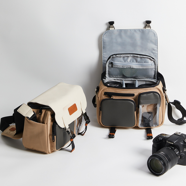 Collision Proof & Waterproof PU DSLR Camera Shoulder Bag Portable Micro Video Bag for Travel