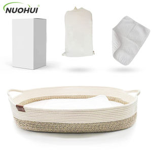 Panier à langer pliable en corde de coton Maydow, moderne et simple, avec poignée, pour nouveau-né, berceau Moïse, personnalisable, 76x40x13cm - Product Image 3