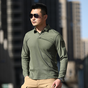 DFT021 Wholesale Tactical <b>Polo</b> <b>Shirts</b> with Long Sleeves Green Black Brown <b>Grey</b> Arm Pocket and Magric Stick for Uniform Signs - Product Image 2