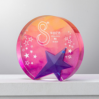 Trophées et récompenses en cristal HDW en gros, trophée étoile en cristal fait main personnalisé gravé au laser pour souvenirs