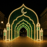 Guirlande lumineuse LED étanche à cadre métallique, motif arche de minaret de mosquée, tunnel de Ramadan, pour la décoration de projets commerciaux, IP65 CE