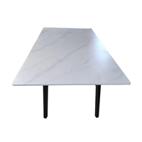 Meubles de salle à manger OEM dessus en marbre artificiel table à manger rectangulaire en pierre personnalisée