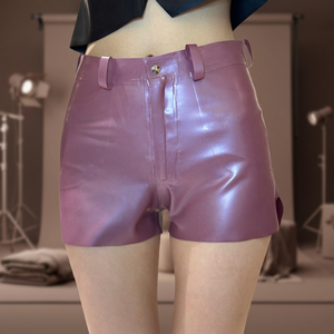 100% Natural <b>Latex</b> Woven High Waist Zipper Fly Casual Women's <b>Shorts</b> Customized in Size and Color OEM ODM - Product Image 3