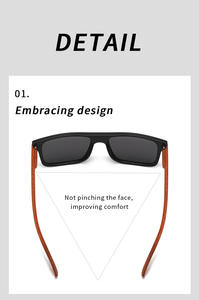 यूरोपीय बाजार फोकस वर्ग कस्टम लॉग पुरुषों लकड़ी के पैटर्न मंदिर काले फ्रेम ध्रुवीकृत धूप का चश्मा - Product Image 3