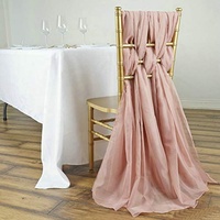 Foulards de chaise en mousseline de soie rose poudré pour douche nuptiale et baby shower, lot de 5, en mousseline blanche pour chaises Chiavari