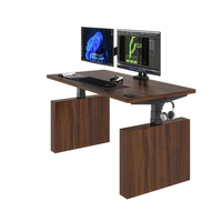 Bureau debout à double moteur en bois massif, grain de bois, ergonomie, table électrique réglable en hauteur