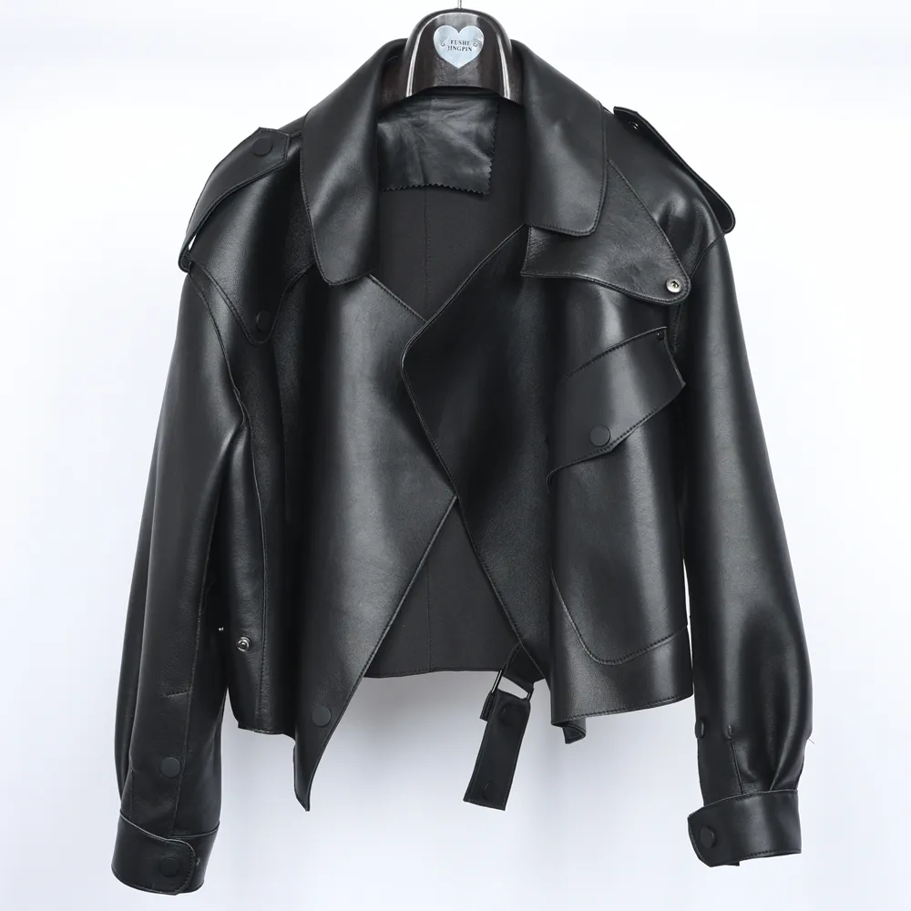Custom logo Women biker jackets Wholesale Real Sheepskin women Leather jackets