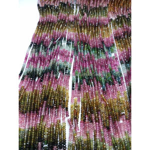 Perles rondes facettées en tourmaline naturelle multicolore 3-4,5 mm, longueur 12,50 pouces, qualité AA+, 2 brins, MOQ, fabrication de bijoux - Product Image 2