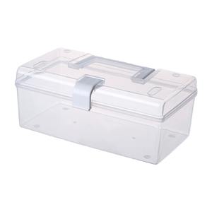 Organizador de escritorio de plástico transparente, caja de almacenamiento rectangular para oficina con tapa para bolígrafos, tijeras, papelería, tamaño pequeño - Product Image 2