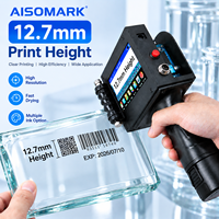 Imprimante jet d'encre portable automatique Aisomark ASK-T1, nouvelle taille d'impression 12,7 mm, garantie 1 an, pour boîtes de pistolets, sacs, date, numéro, logo, texte