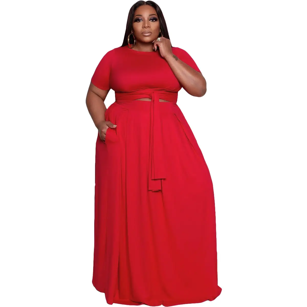 New Arrival Elegant Casual High Quality Fat Woman 5xl Loose Two Piece Set Plus Size Womens Clothing