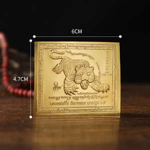 금속 구리 태국 성경 질감 부처 호랑이 인쇄 24k 금 금속 부처 카드 - Product Image 5