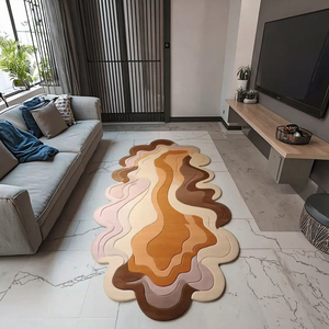 พรมปูพื้นขนสัตว์สีเบจสีน้ำตาลพรีเมี่ยมแบบพรีเมี่ยมที่ทันสมัยสำหรับห้องนั่งเล่นรับประทานอาหารห้องนอนตกแต่งบ้าน - Product Image 5