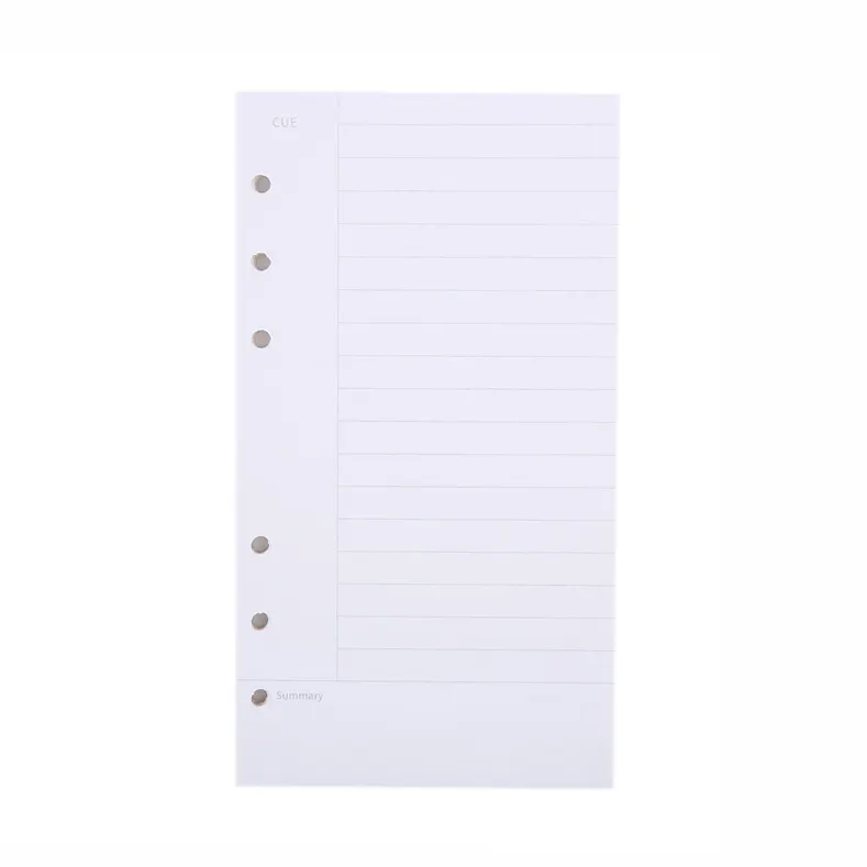 Zeile und Anmerkung 6 Ring binder Spiral-Notizbuch Nachfüll papier-Täglicher wöchentlicher monatlicher Planer Grid Dot Line Blank Paper 100g