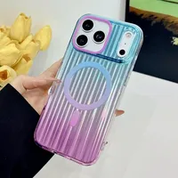 Coque de téléphone PC laser style bagage dégradé coloré compatible avec iPhone 17 Pro Air 16 Plus 15 14 Pro Max 13