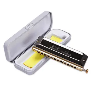 Factory Wholesale Professional Performance Grade 12 hole 48 tone Round Blow Mouthpiece Black Tone Chromatic Harmonica