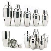 180ml/250ml/300ml/500ml/700ml Style Européen En Acier Inoxydable 18/8 Cocktail Shaker Martini Bar Outil 3 Pièces Cordonnier Shaker