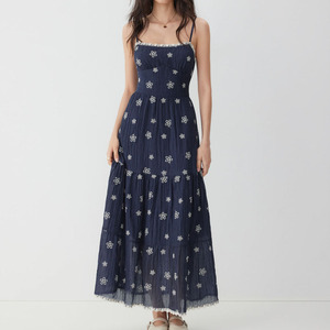 Vestido Maxi de Mujer Estilo Retro Francés con Encaje en el Cuello, Estilo Pastoral para Vacaciones, Vestido de Gasa y Algodón para Mujer - Product Image 4