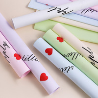 Papier d'emballage pour fleurs imperméable, imprimé de lettres anglaises et de cœurs rouges, papier d'emballage pour bouquets, pour fleuristes, fête de la Saint-Valentin