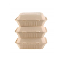 Boîte à compartiments en bagasse de canne à sucre de haute qualité, jetable, biodégradable, micro-ondable, 9 pouces, pour usage hôtelier et restauration rapide