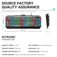 Ensemble clavier et souris de jeu filaire rétroéclairé RGB, 104 touches, interface USB, rétroéclairage LED, étanche, ordinateur standard