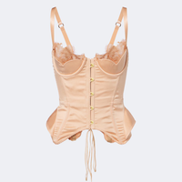 2027 Corset Vintage en Dentelle et Satin, Décolleté Cœur, Bretelles Réglables, Fermeture Avant, Laçage Arrière, Amincissant la Taille, Bustier Peplum