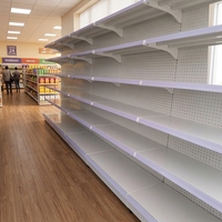Verstelbaar enkelzijdig supermarkt schap met geperforeerd achterpaneel, heavy-duty winkeldisplayrek voor supermarkten