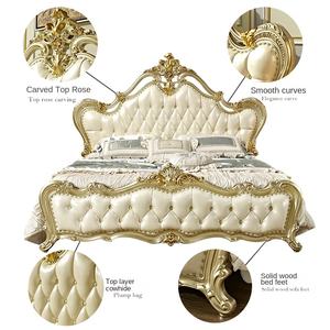Europäischer Stil Massivholz Leder Hochzeitsbett 1,8 Meter Apartment Villa Eiche Schlafzimmermöbel Luxus Königliches Bett - Product Image 4