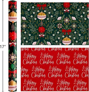Christmas gift wrapping <b>paper</b> Gold embossed and colorful Christmas bell <b>pattern</b> Double sided printing Customizable - Product Image 2