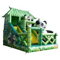 Château gonflable thème animaux en promotion, château gonflable Panda Chine avec toboggan, taille et couleur personnalisables, certifié CE