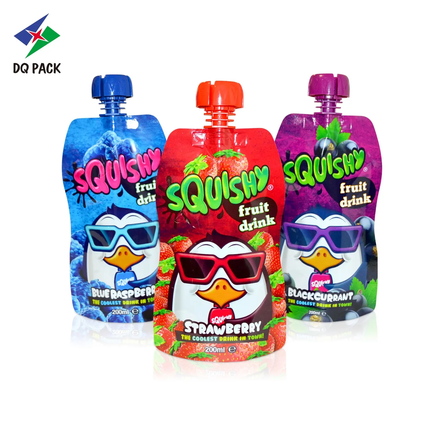 DQ PACK Custom 200ml Kid Juice Verpackung Stand Up Auslauf beutel Beutel Fruit Püree Squeeze Düsen beutel