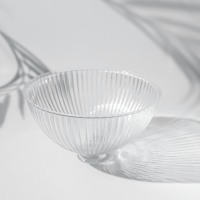 Abat-jour universel en verre soufflé à la main, à ouverture supérieure de 46 mm, à nervures verticales, moderne, écologique, transparent et lumineux, pour remplacement de lampe