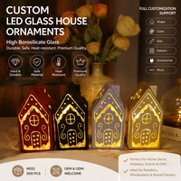 Lampe en verre personnalisée Casetta Di Vetro, ornement LED en borosilicate, décoration de table de Noël, fournisseur de marque privée, ODM, vente en gros