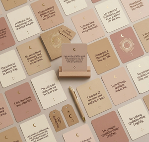 Cartes d'affirmations positives sur le thème <span class=keywords><strong>de</strong></span> l'autosoins, personnalisables en gros, avec support en bois et boîte - Product Image 2