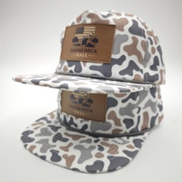 Casquette de baseball sportive ajustable à 5 panneaux en tissu Dobby Oxford Terry avec logo personnalisé, motif camouflage fruité, léopard et pois brodés, fermeture snapback 256
