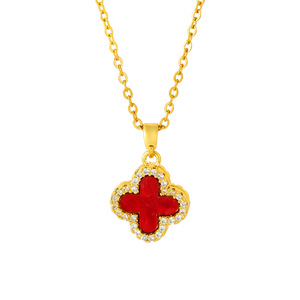 The Douyin hit four-leaf clover <strong>necklace</strong> with full diamonds, featuring <strong>a</strong> black and white double-sided design, and <strong>a</strong> popular 18k - Product Image 5