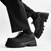 Chaussures Derby pour hommes haut de gamme, à bout carré, antidérapantes, respirantes, à semelle épaisse, avec effet de volume pour les pieds larges