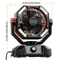 Ventilateur de camping portable rechargeable à oscillation automatique 16000mAh avec lanterne LED et fonction de minuterie