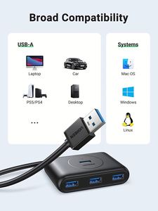 UGREEN Hub USB 3.0 Hub USB 4-Port avec câble d'extension de 3 pieds Répartiteur USB portable haute vitesse pour MacBook Air - Product Image 6